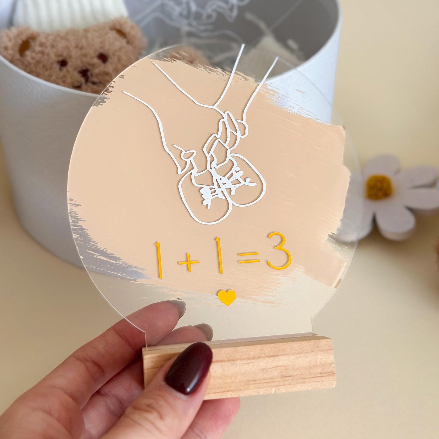 Pregnancy Announcement Gift Box for Dad: Bear Socks & Acrylic Stand