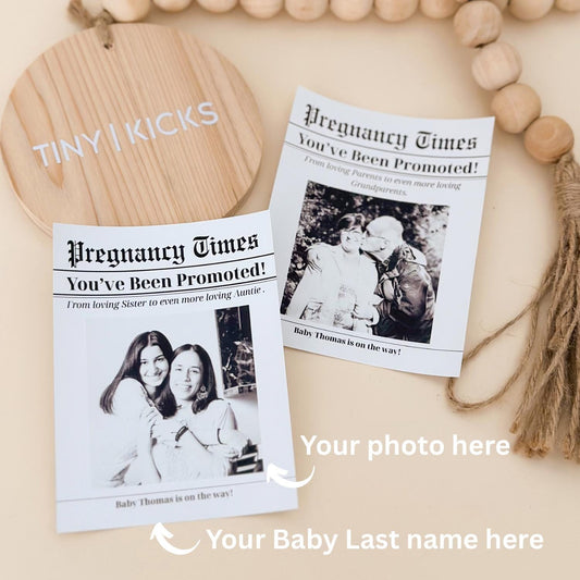 Personalized Pregnancy Announcement Wine Label: Newspaper Style Bottle Sticker, Personalized Newspaper Wine Label for Auntie, Uncle, friends