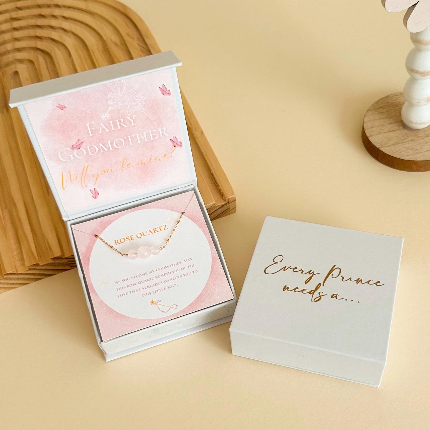 Will You Be My Godmother Bracelet Gift Box – Rose Quartz Proposal