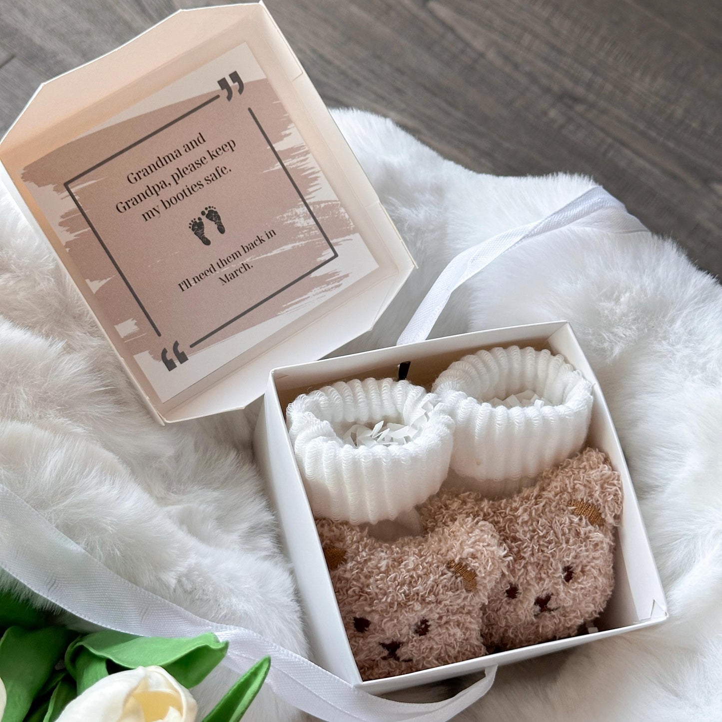 Grandparents Pregnancy Announcement Box - Baby Surprise Booties Gift