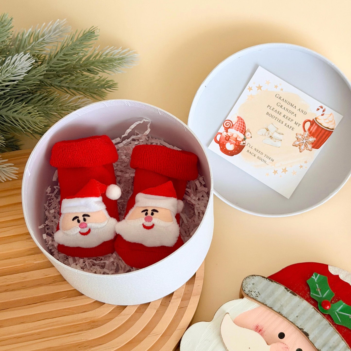 Christmas Grandparents Pregnancy Announcement Box - Santa Baby - Keepsake Surprise for Grandma & Grandpa, Baby reveal Idea