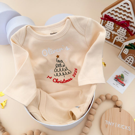 My first Christmas baby bodysuit - Christmas baby gift - Personalized baby bodysuit - Santa baby bodysuit- Pregnancy Announcement Christmas