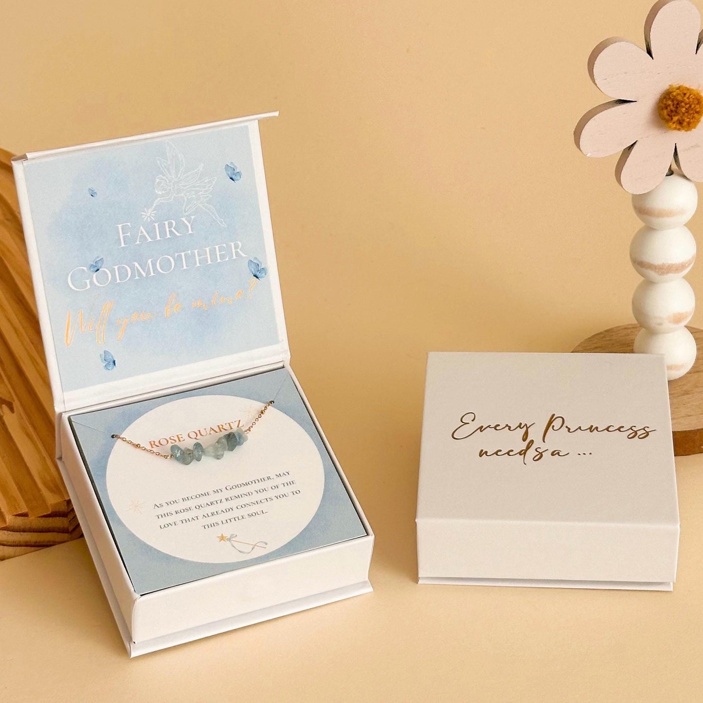 Will You Be My Godmother Bracelet Gift Box – Rose Quartz Proposal
