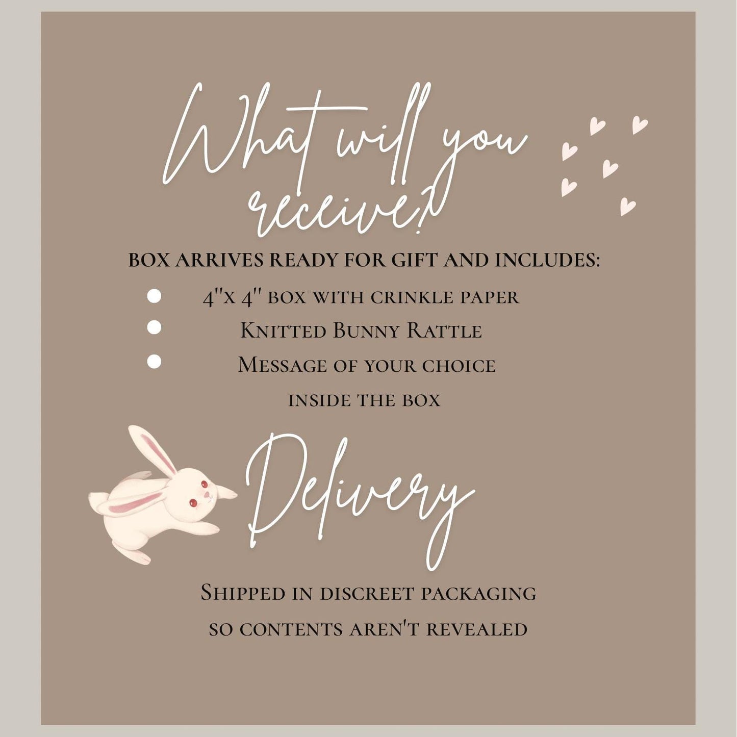 Grandparents Pregnancy Announcement Gift: Knitted Bunny Rattle Box, New Grandparent Reveal, Keep my booties/ rattle safe, first time granny