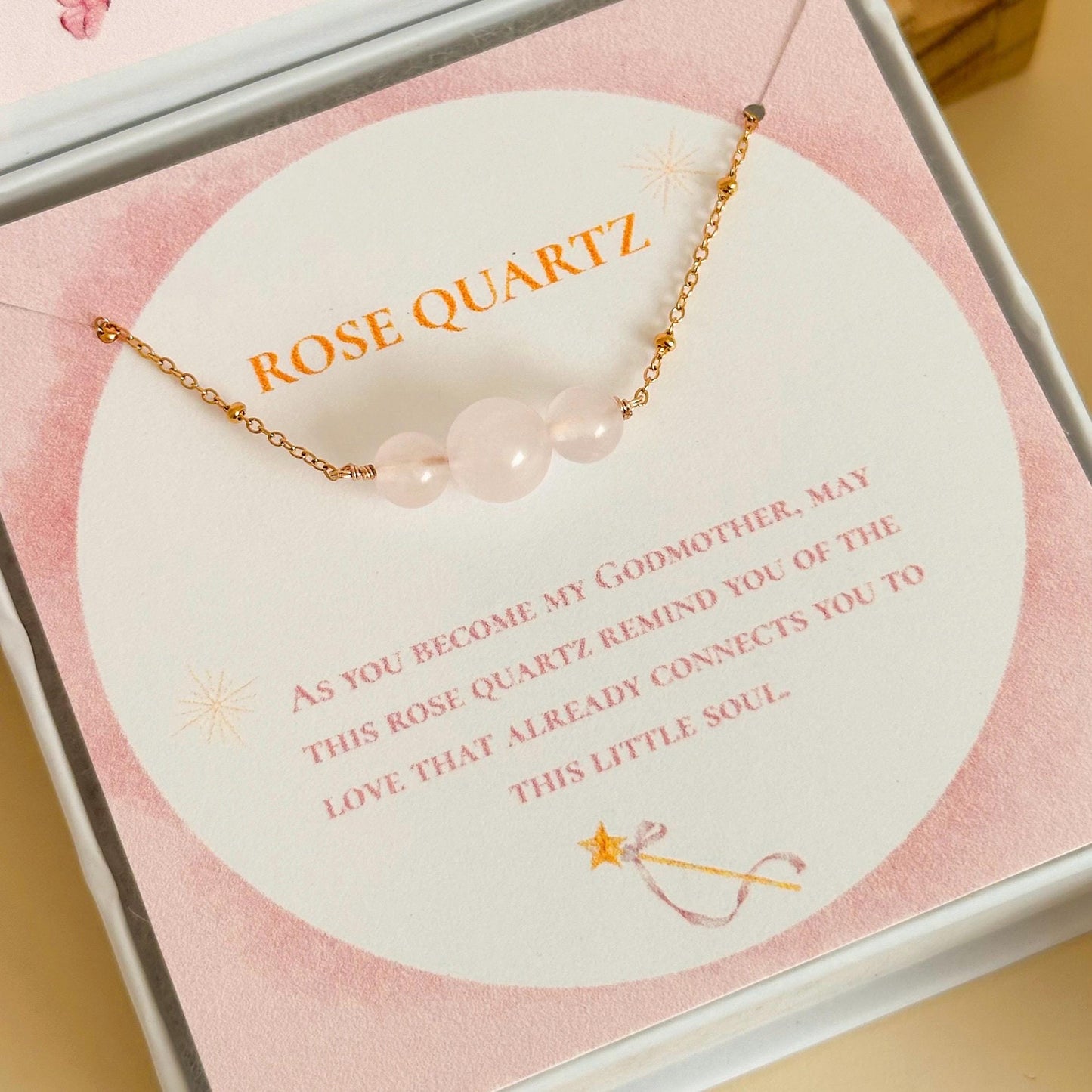 Godmother Proposal Bracelet Box – Rose Quartz Godmother Gift