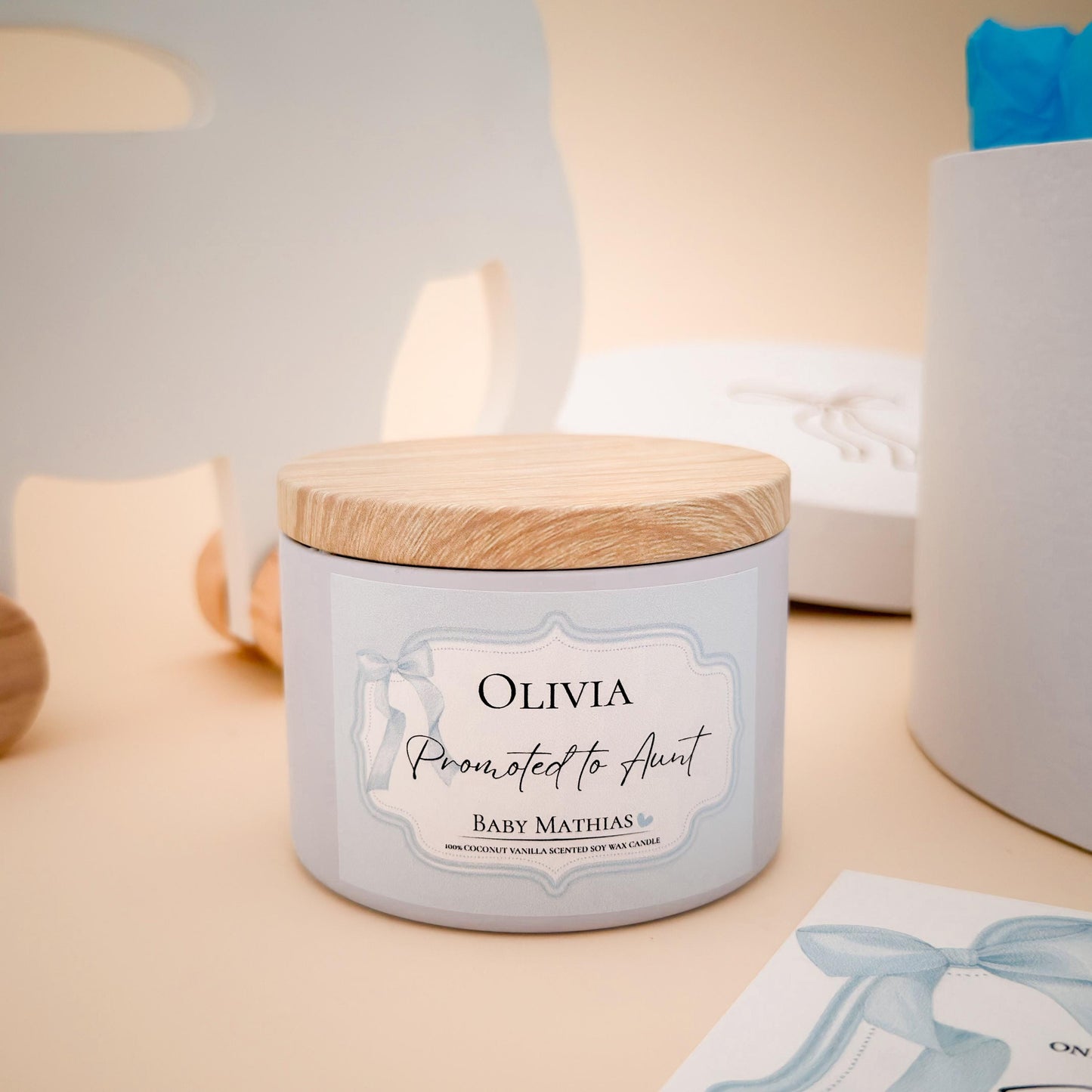 Personalized “Promoted to Aunt” Gift Box | Sister Pregnancy Announcement | Custom Soy Candle | Auntie Reveal from Sister to Auntie