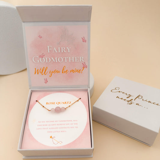 Will You Be My Godmother Bracelet Gift Box – Rose Quartz Proposal