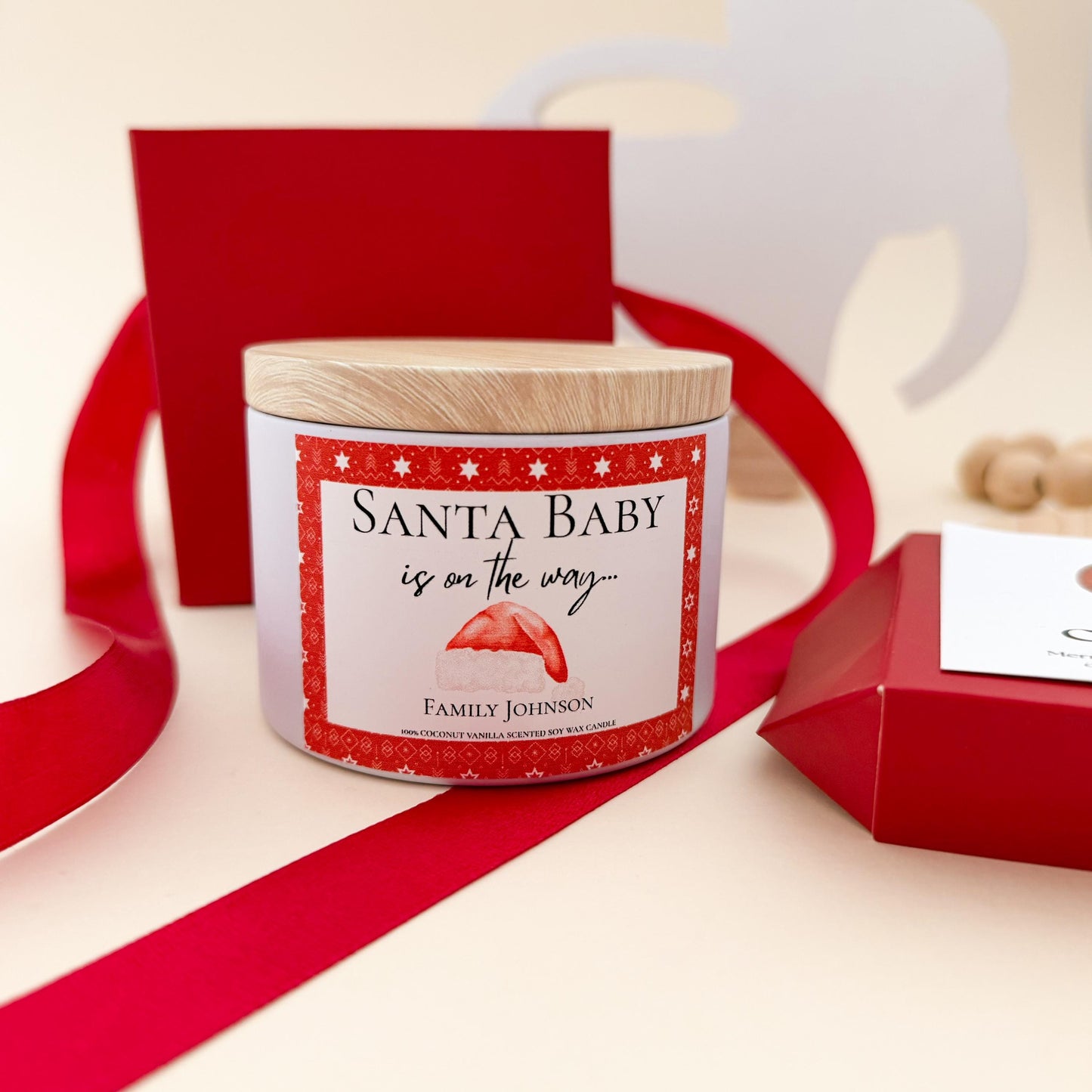 Christmas Pregnancy Announcement Box • Personalized “Santa Baby” Soy Candle • Holiday Baby Reveal Gift • Grandparents candle
