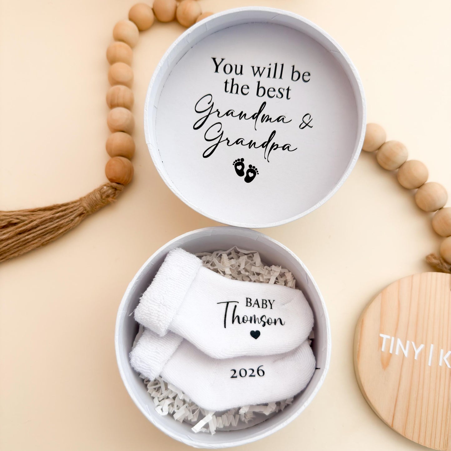 Grandparents Pregnancy Announcement Box - Baby Custom Booties Gift
