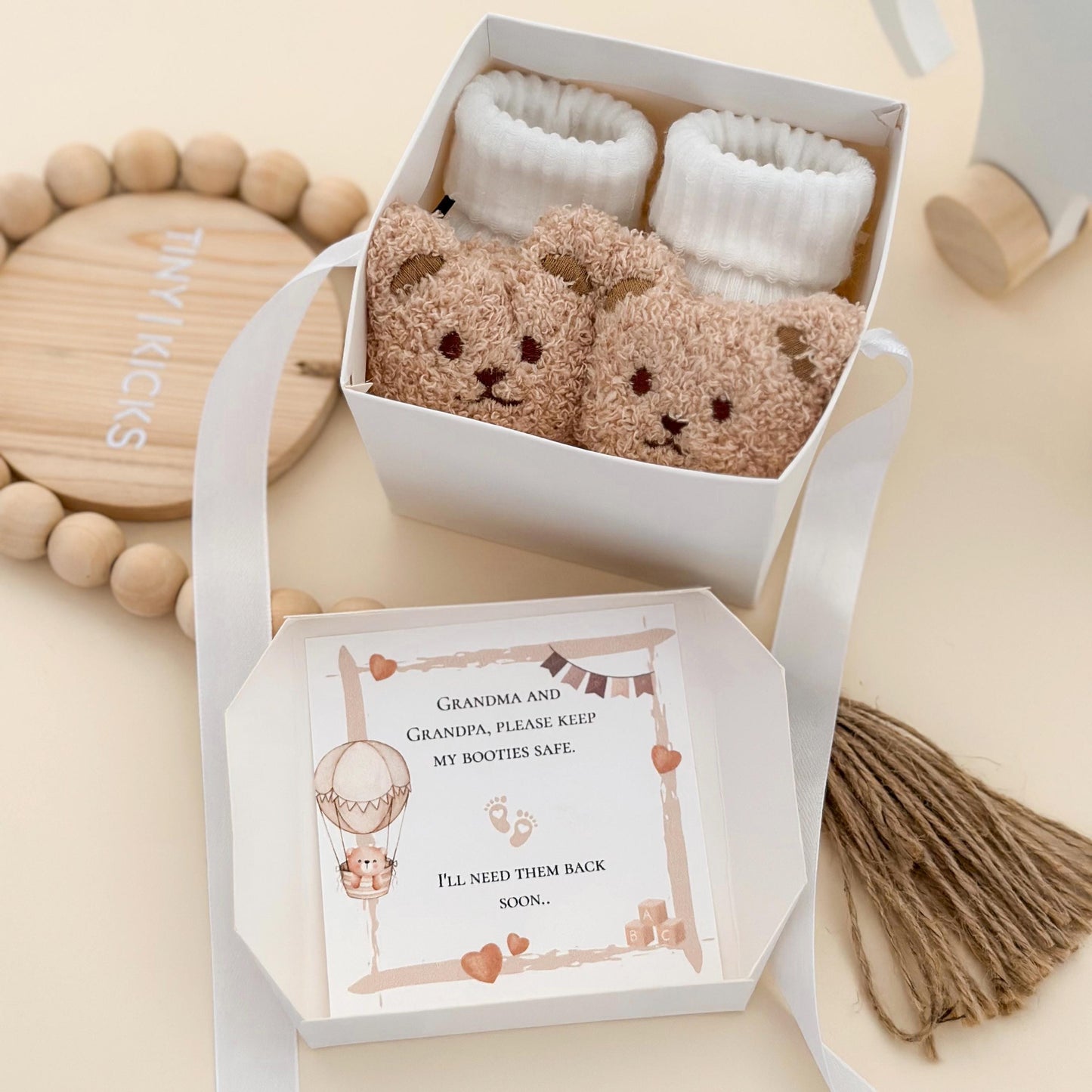 Grandparents Pregnancy Announcement Box –Keep my Baby Booties safe Reveal