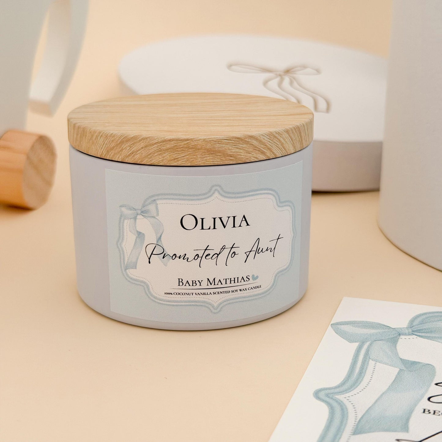 Personalized “Promoted to Aunt” Gift Box | Sister Pregnancy Announcement | Custom Soy Candle | Auntie Reveal from Sister to Auntie