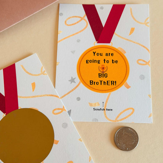 Pregnancy Announcement Scratch Card - You Are Going to Be a Big Brother, Big Sister, Scratch Card for Grandparents