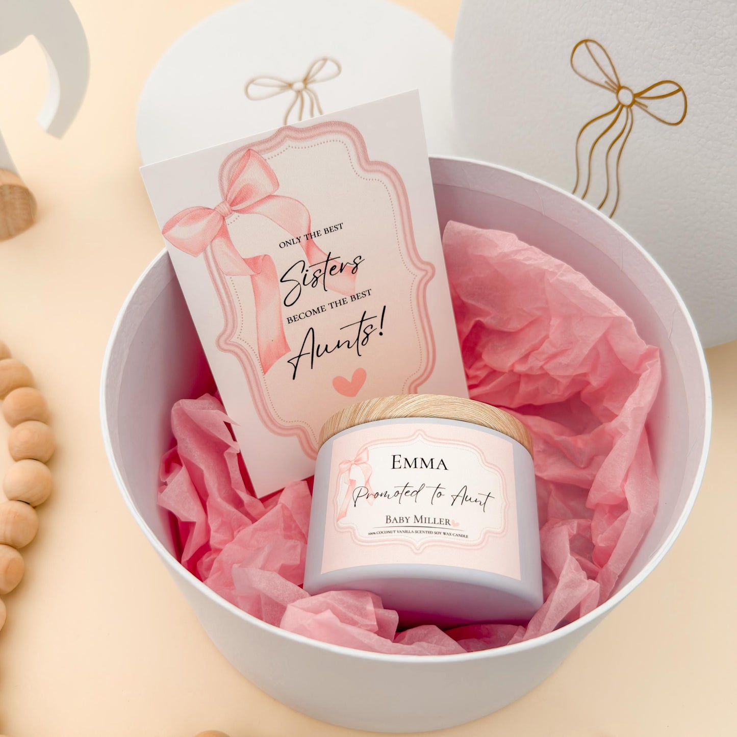 Auntie Pregnancy Announcement Gift Box – Personalized Candle