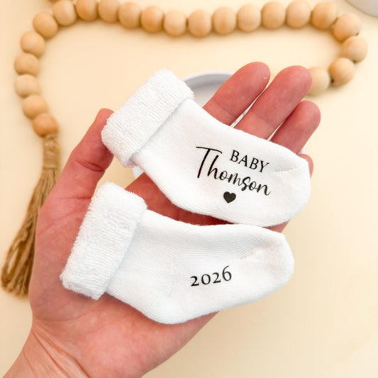 Grandparents Pregnancy Announcement Box - Baby Custom Booties Gift - Keepsake Surprise for Grandma & Grandpa - Personalized newborn socks