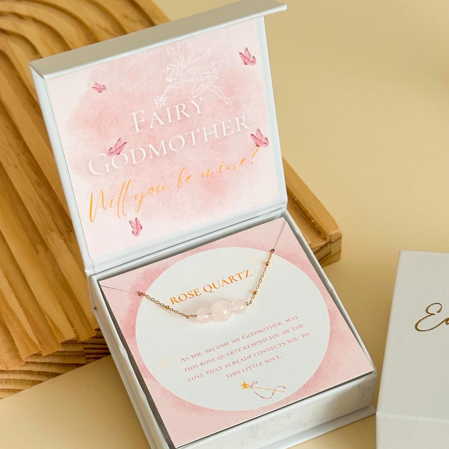 Godmother Proposal Bracelet Box – Rose Quartz Godmother Gift