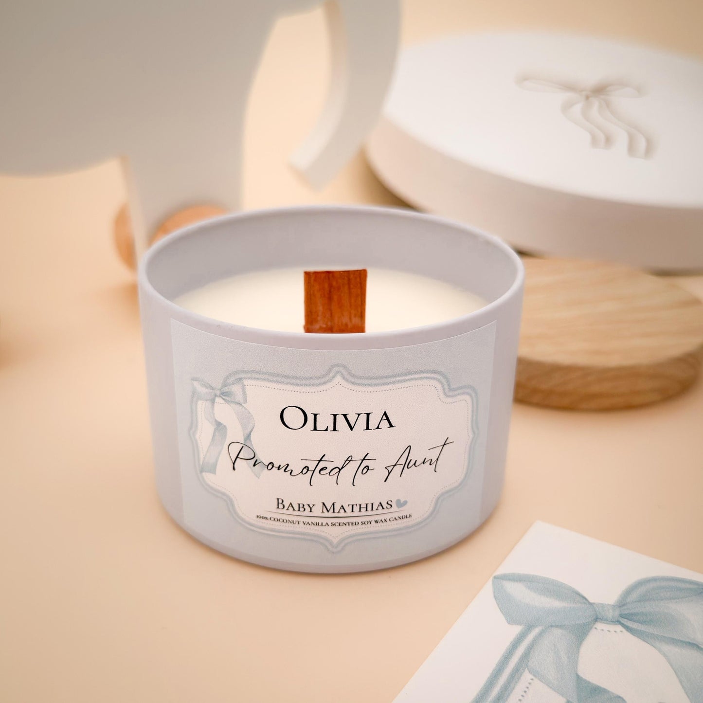 Personalized “Promoted to Aunt” Gift Box | Sister Pregnancy Announcement | Custom Soy Candle | Auntie Reveal from Sister to Auntie