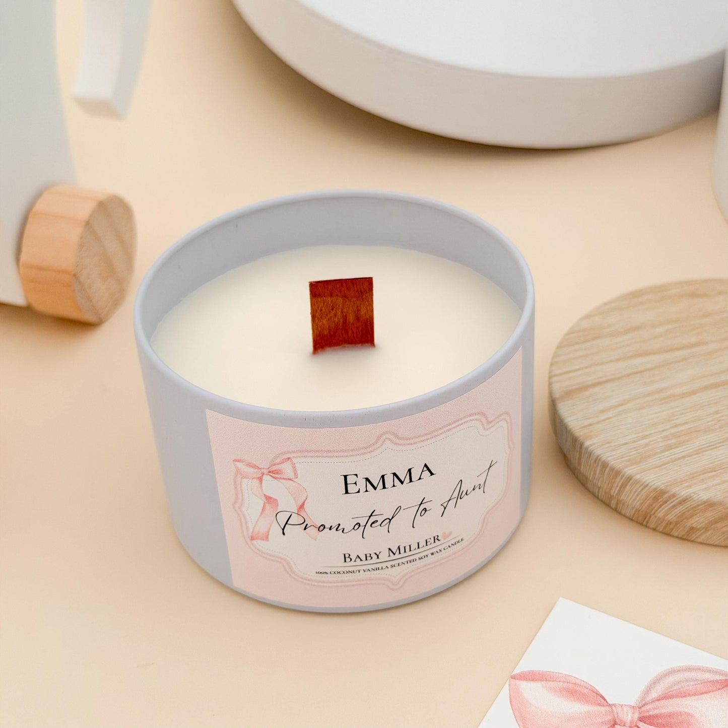 Auntie Pregnancy Announcement Gift Box – Personalized Candle