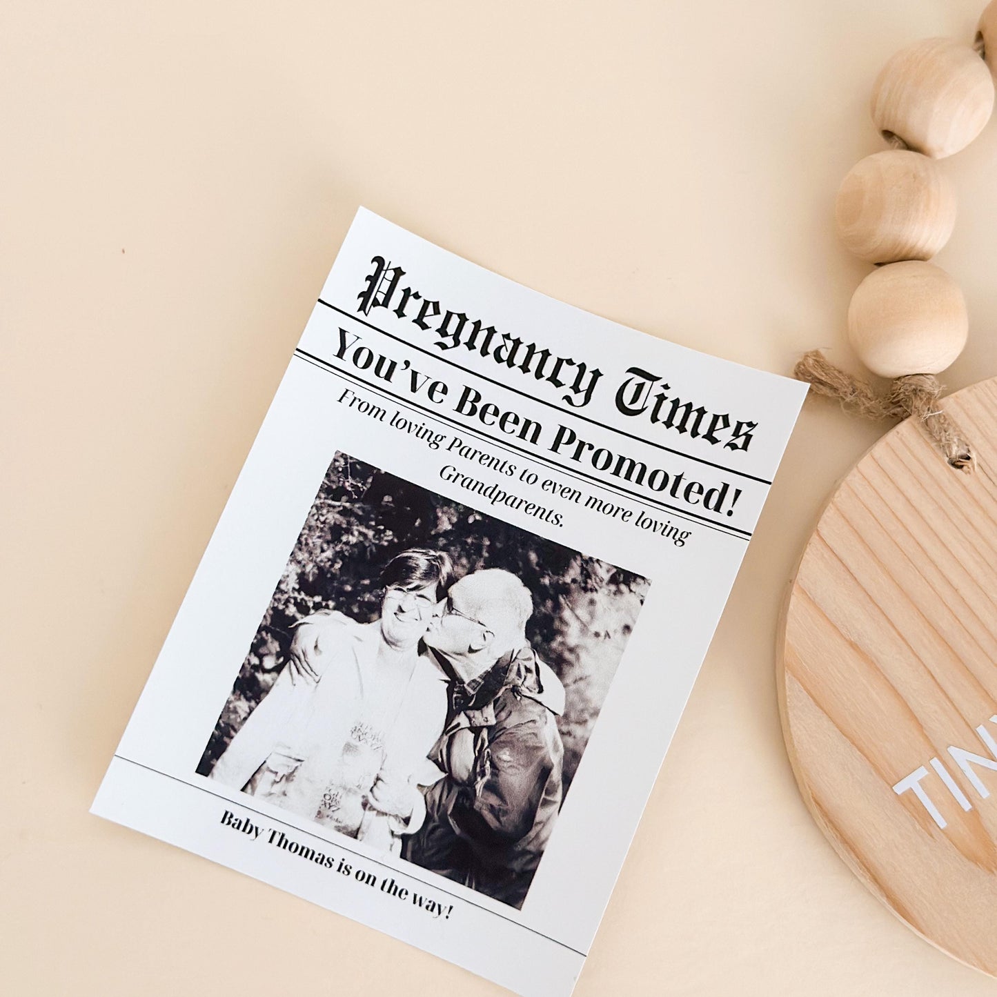 Pregnancy Announcement Wine Label for Grandparents – Personalized Newspaper Bottle Sticker