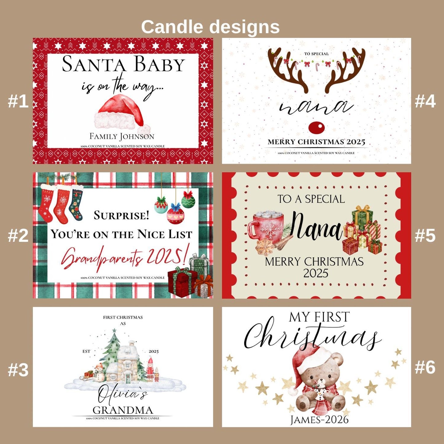 Christmas Pregnancy Announcement Box • Personalized “Santa Baby” Soy Candle • Holiday Baby Reveal Gift • Grandparents candle