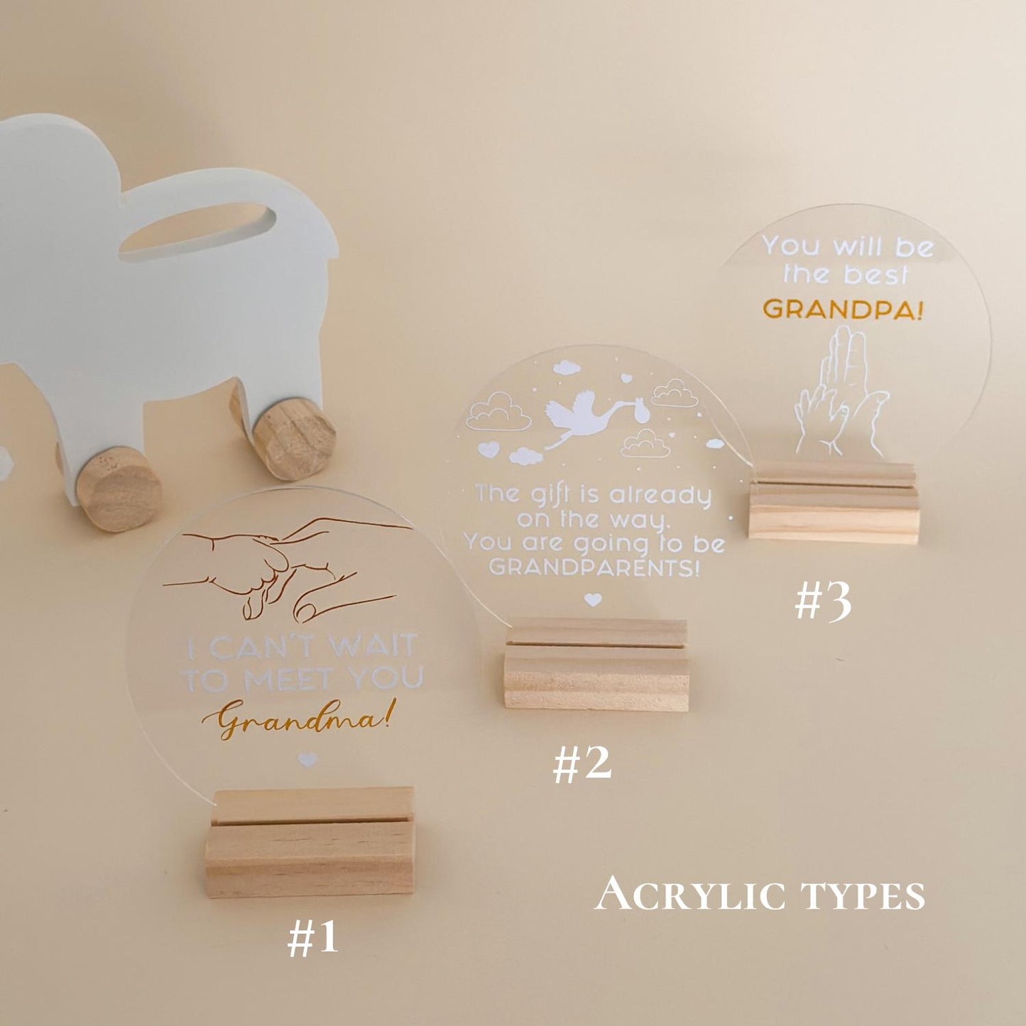 Pregnancy Announcement Gift: Acrylic Sign, Bear Socks, Grandparent Surprise