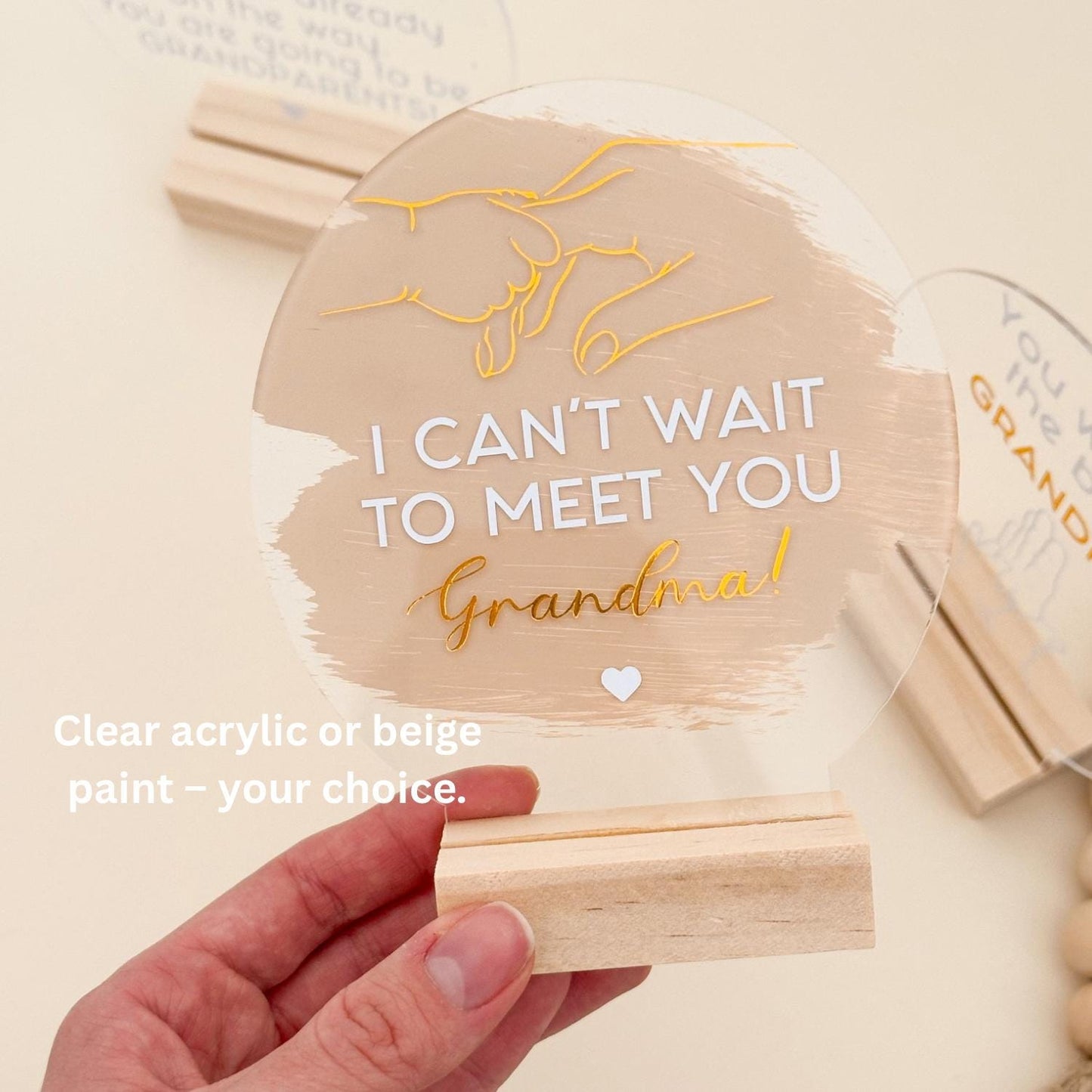 Pregnancy Announcement Gift: Acrylic Sign, Bear Socks, Grandparent Surprise