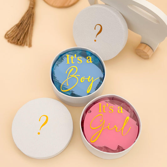 Elegant Gender Reveal Box with Acrylic Sign: Baby Shower Decoration, Private Baby Gender party idea, Pregnancy Surprise for Parents
