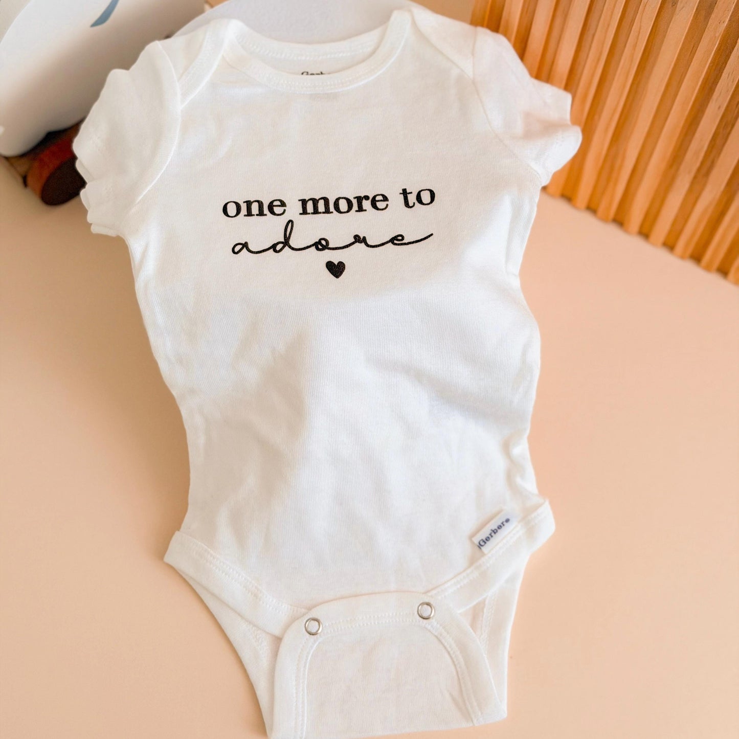 Pregnancy Announcement Gift Box for Dad: 'One more to adore' Bodysuit, “Hi Daddy”