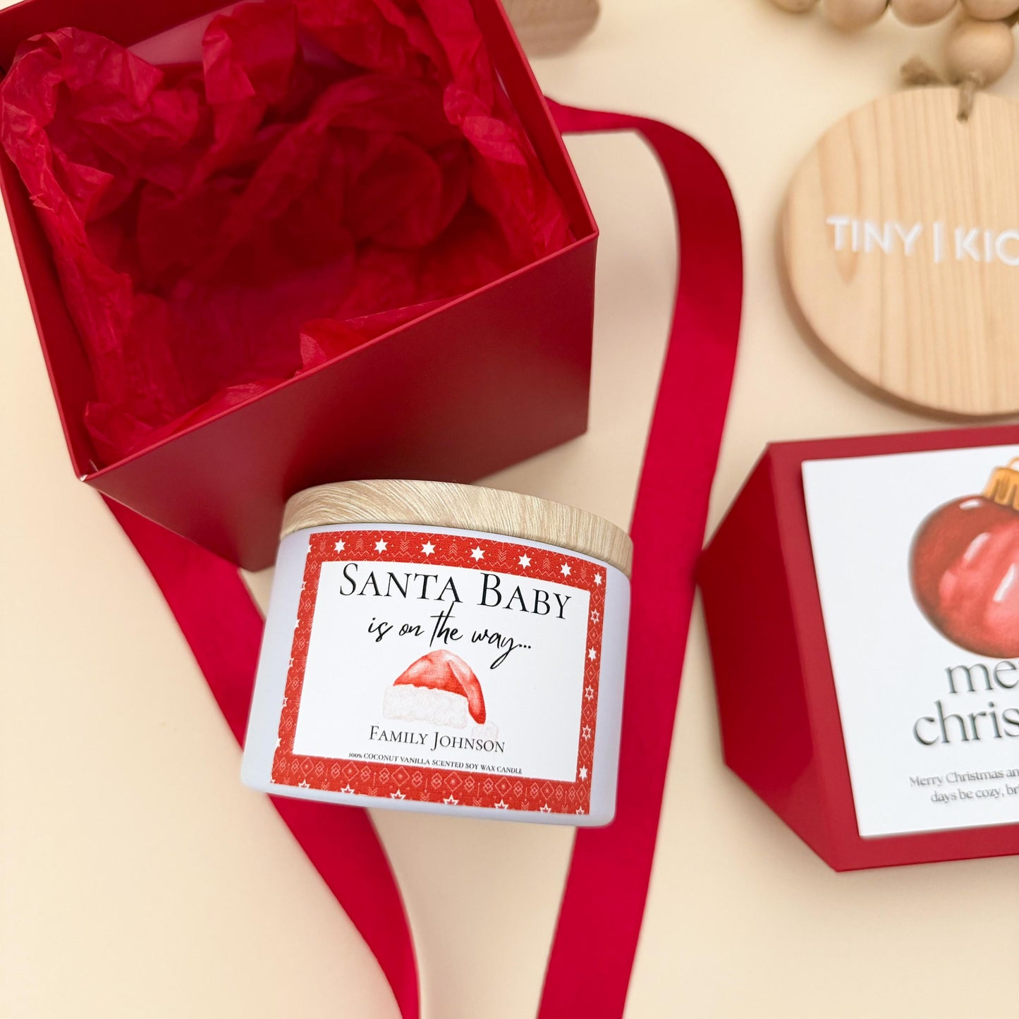 Christmas Pregnancy Announcement Box • Personalized “Santa Baby” Soy Candle • Holiday Baby Reveal Gift • Grandparents candle