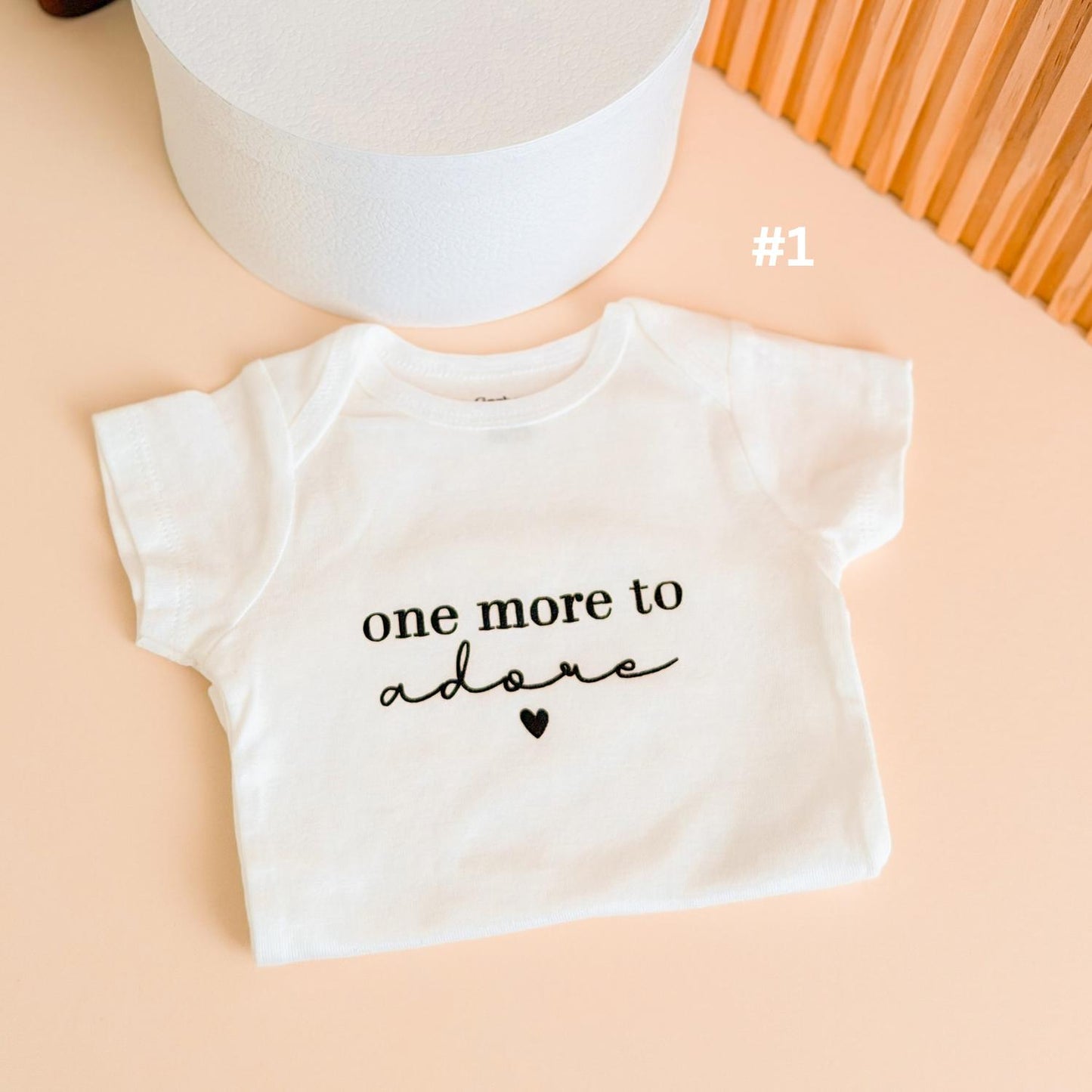 Pregnancy Announcement Gift Box for Dad: 'One more to adore' Bodysuit, “Hi Daddy”
