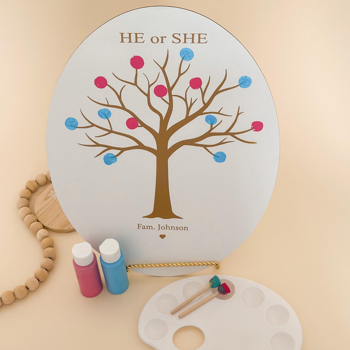 Gender Reveal Fingerprint Tree – Boy or Girl Voting Board Game