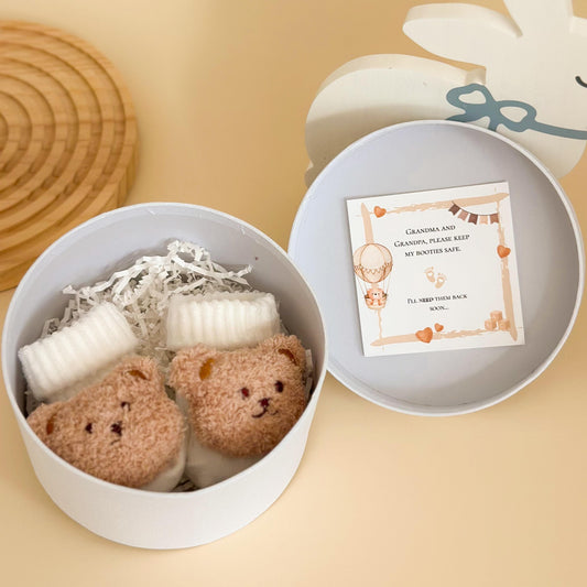 Grandparents Pregnancy Announcement Box - Baby Bear Booties Gift - Keepsake Surprise for Grandma & Grandpa, Baby Announcement Idea