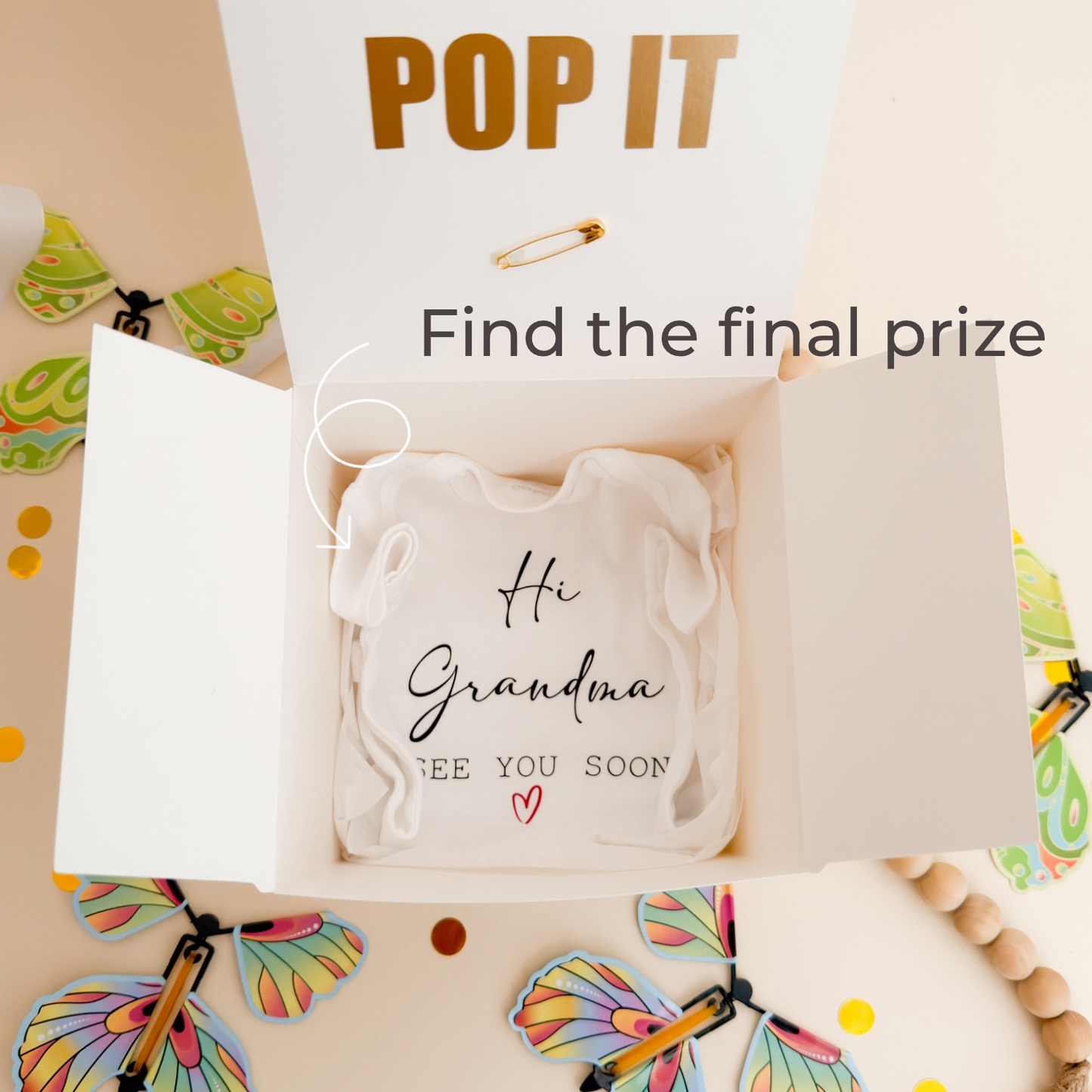 Grandparents Pregnancy Announcement Box - Surprise for Grandma with Butterfly