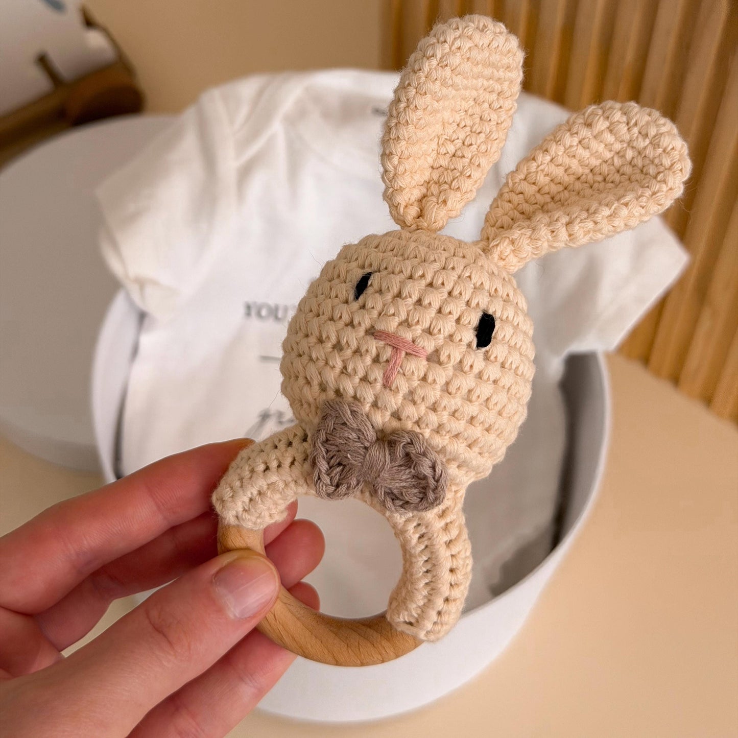 Grandparents Pregnancy Announcement Box: Custom Bodysuit & Bunny Rattle