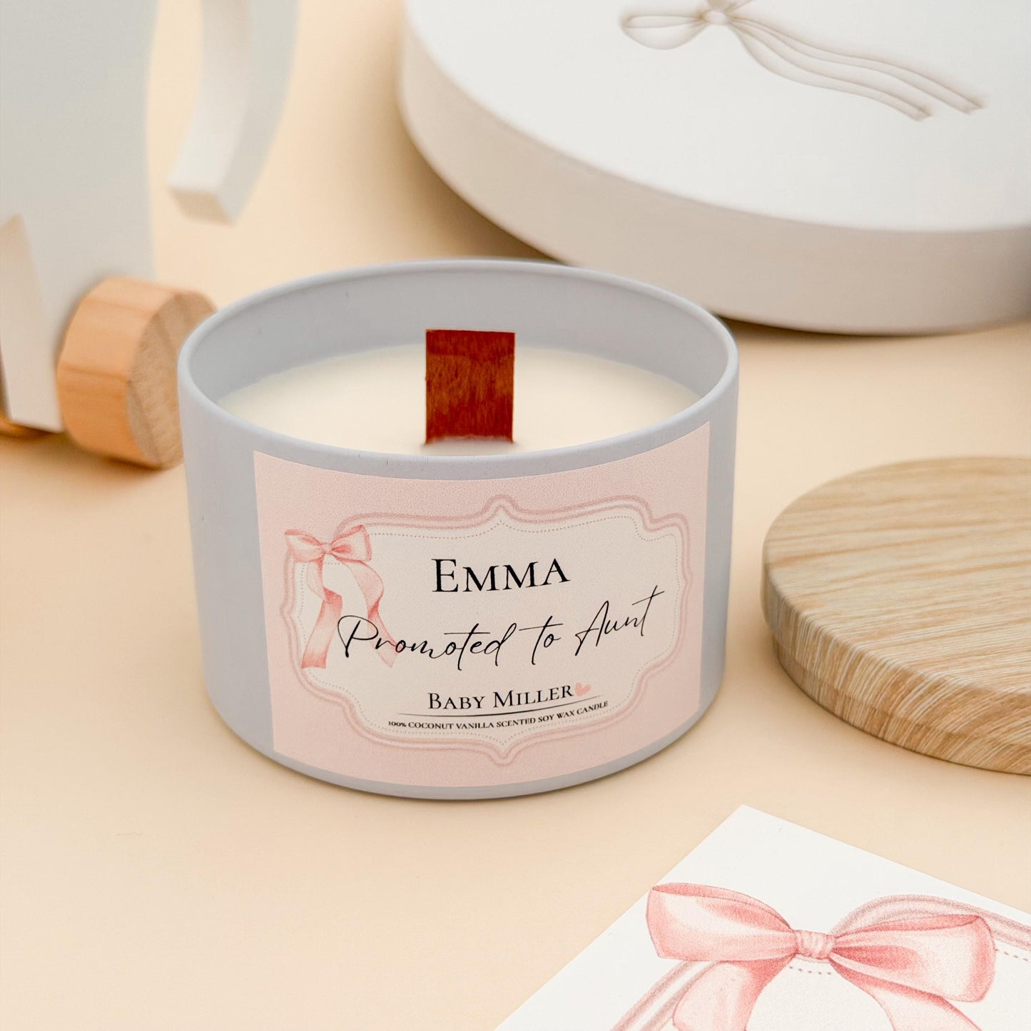 Auntie Pregnancy Announcement Gift Box – Personalized Candle