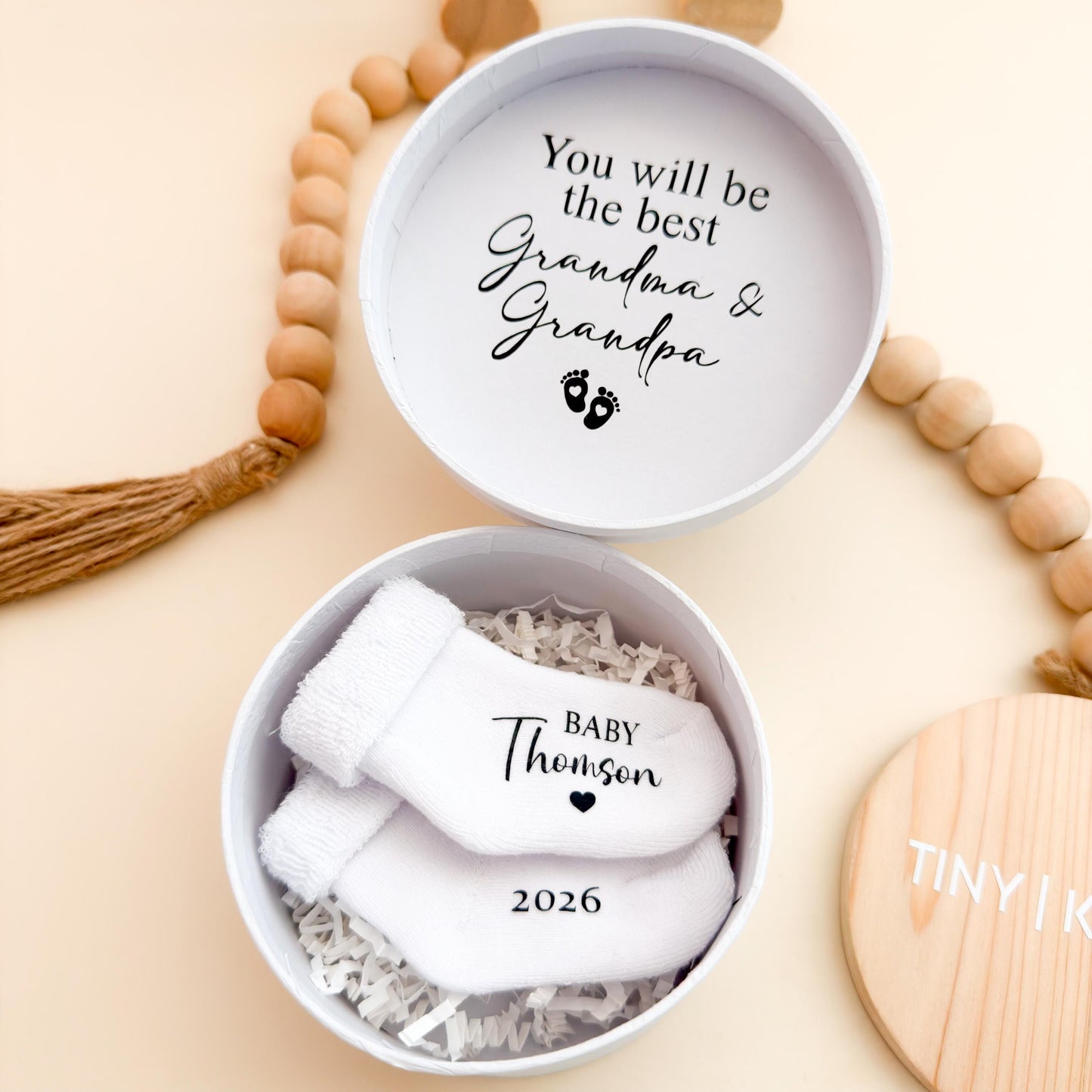 Grandparents Pregnancy Announcement Box - Baby Custom Booties Gift