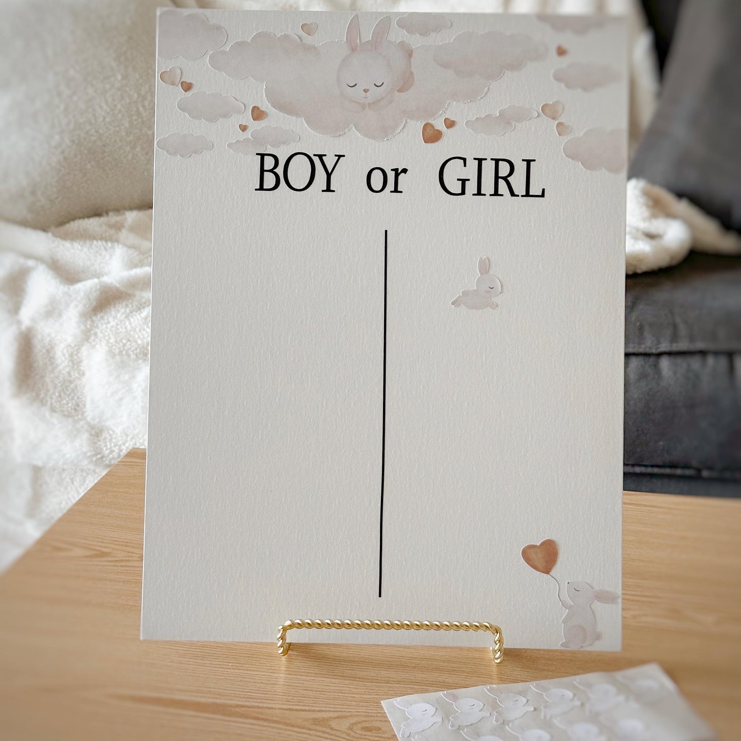 Bunny Gender Reveal Voting Board: Baby Shower Prediction Game, Baby party game, Gender reveal activities for guests, Boy or Girl cards