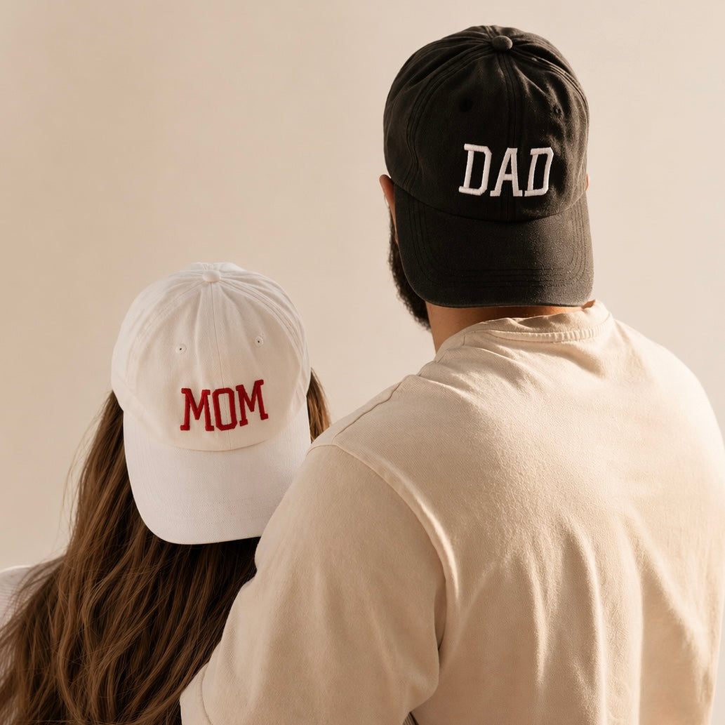 Mom & Dad Embroidered Hats – Pregnancy Announcement Gift