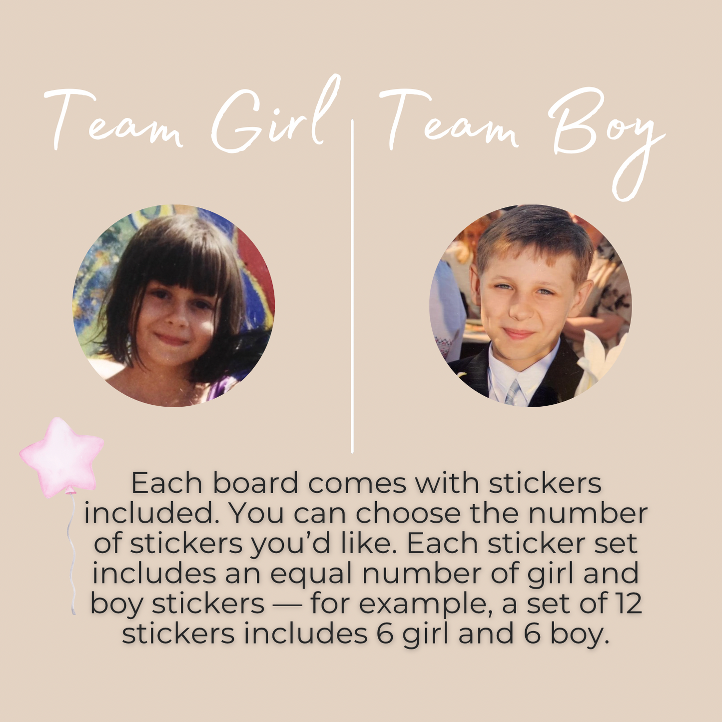 Baby Gender Reveal Voting Board with Parents’ Childhood Photos