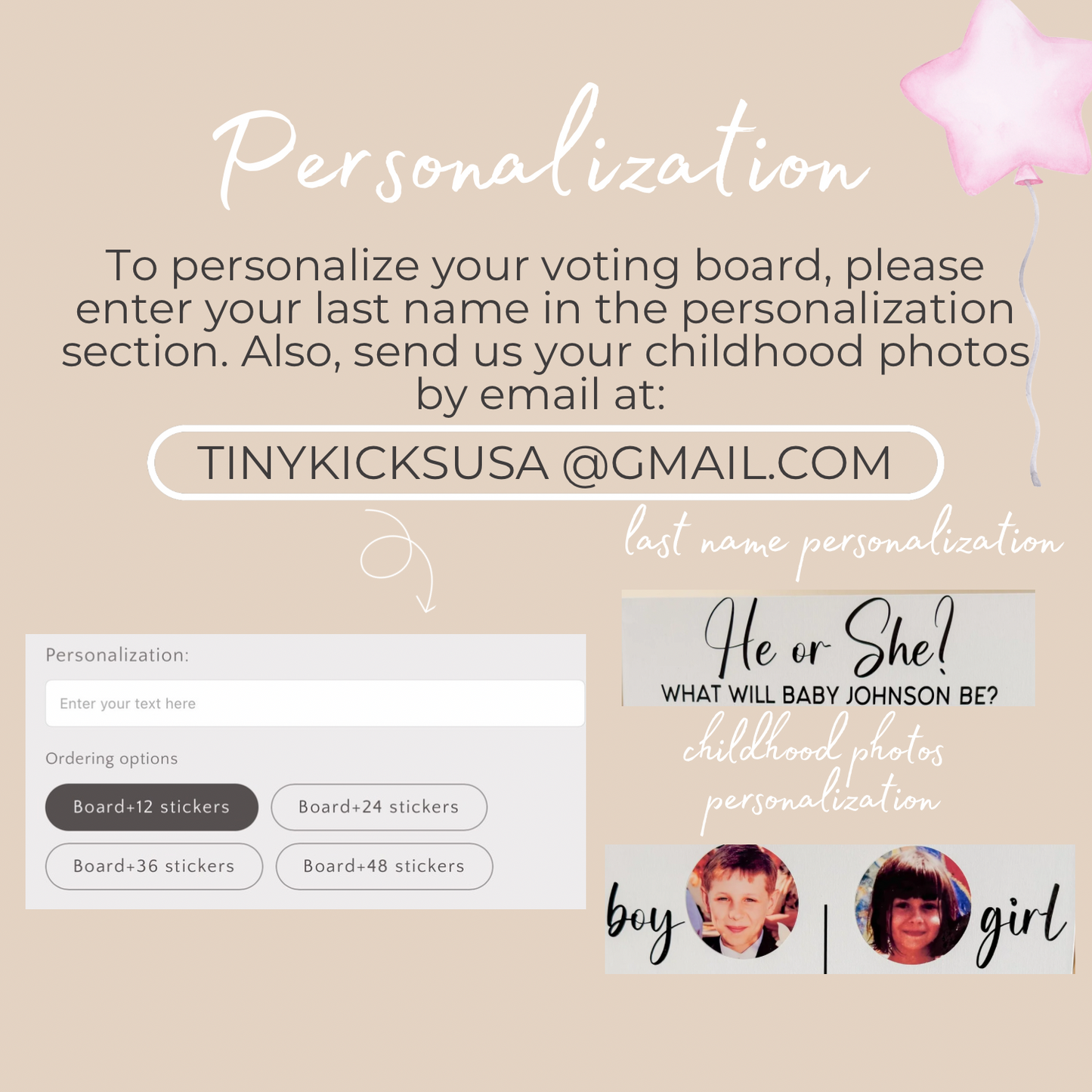 Baby Gender Reveal Voting Board with Parents’ Childhood Photos