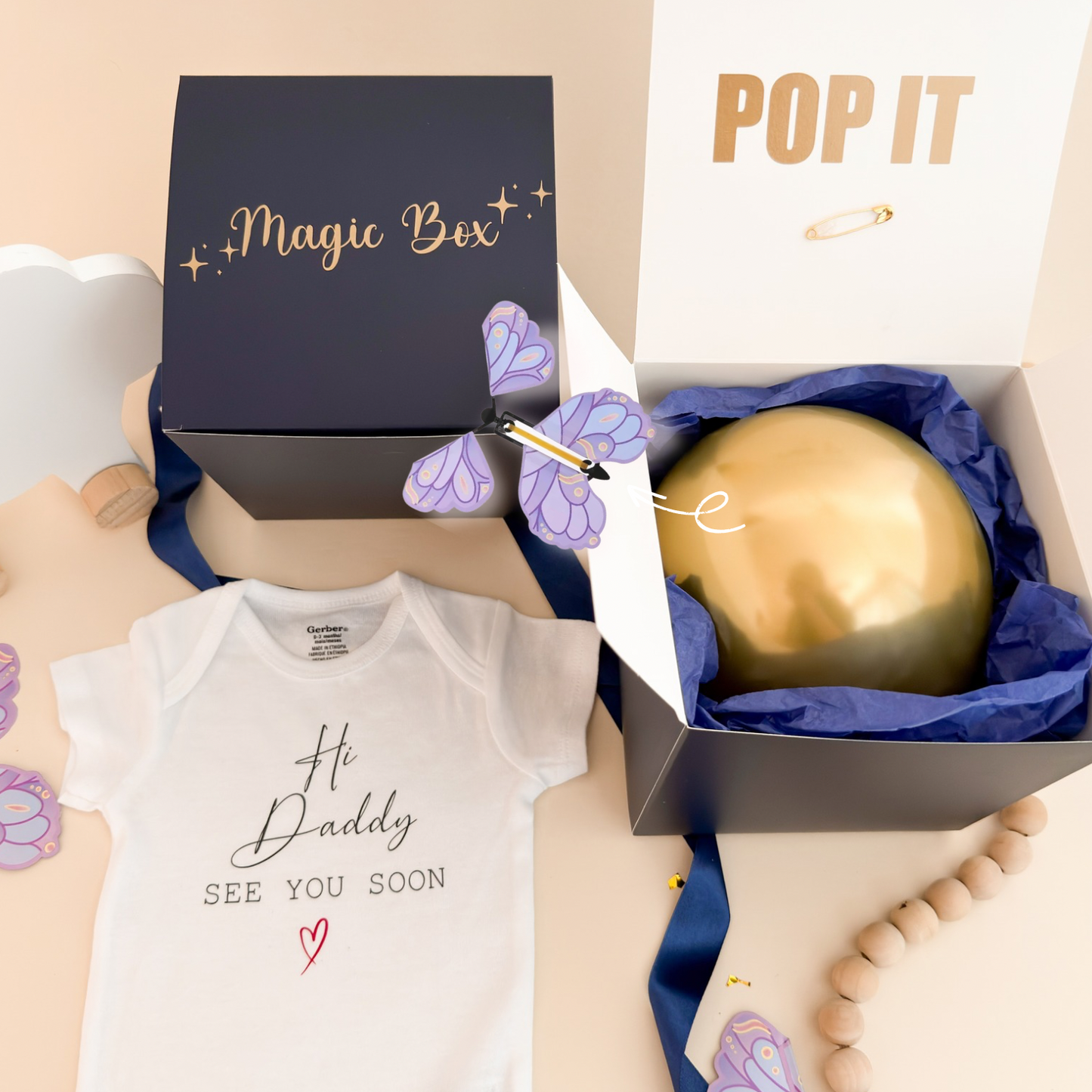 Grandparents Pregnancy Announcement Box - Surprise for Grandma with Butterfly