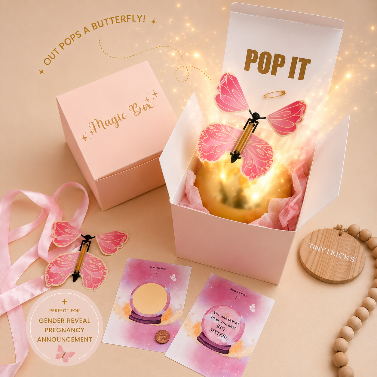 Pregnancy Announcement Box for Big Sister or Brother, Magic Reveal Gift