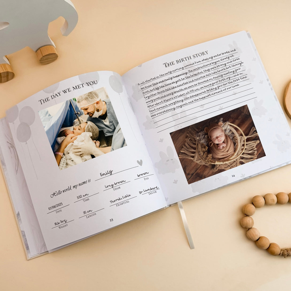 Personalized Baby Memory Book | Baby's First Year Photo Album | Baby Shower Gift