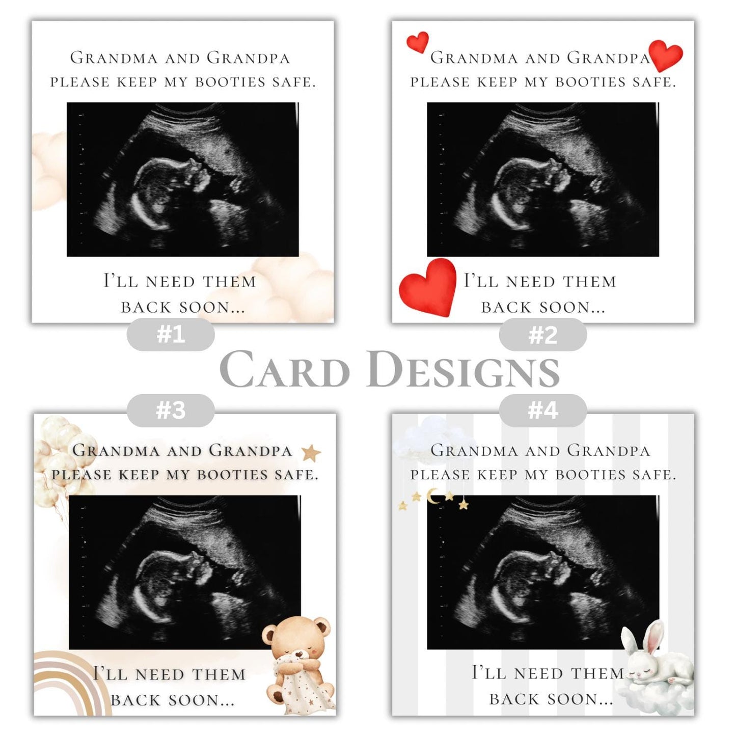 Grandparents Pregnancy Announcement Box -Personalised gift for Aunt, Uncle - Sonogram Surprise for Grandma & Grandpa - Keep my booties safe