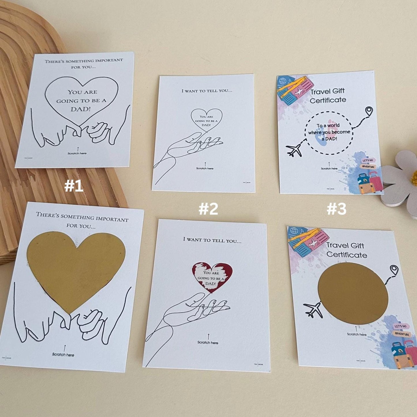 Pregnancy Announcement Gift Box for Dad: Scratch Card & Acrylic Stand