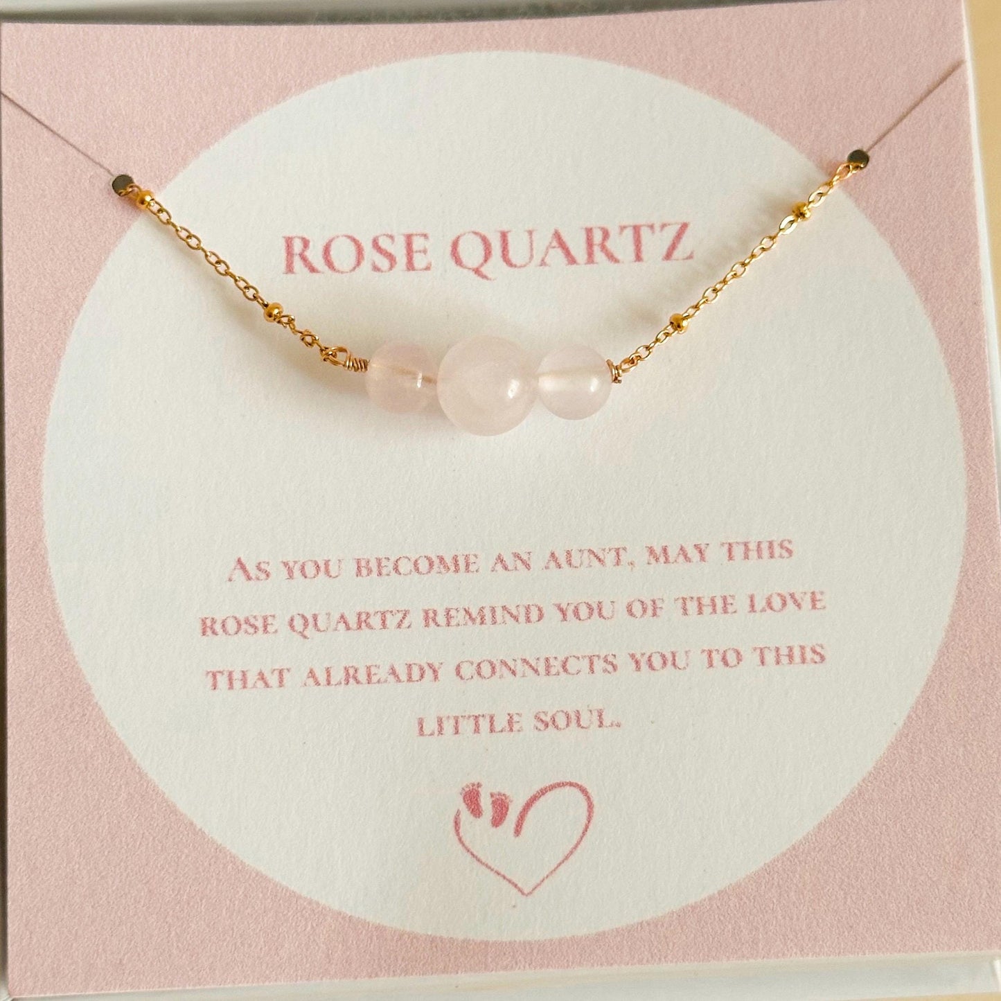 Pregnancy Announcement Bracelet Gift Box, Rose Quartz or Blue Quartz Jewelry, Auntie Reveal Gift , Personalized Keepsake for Best Friend