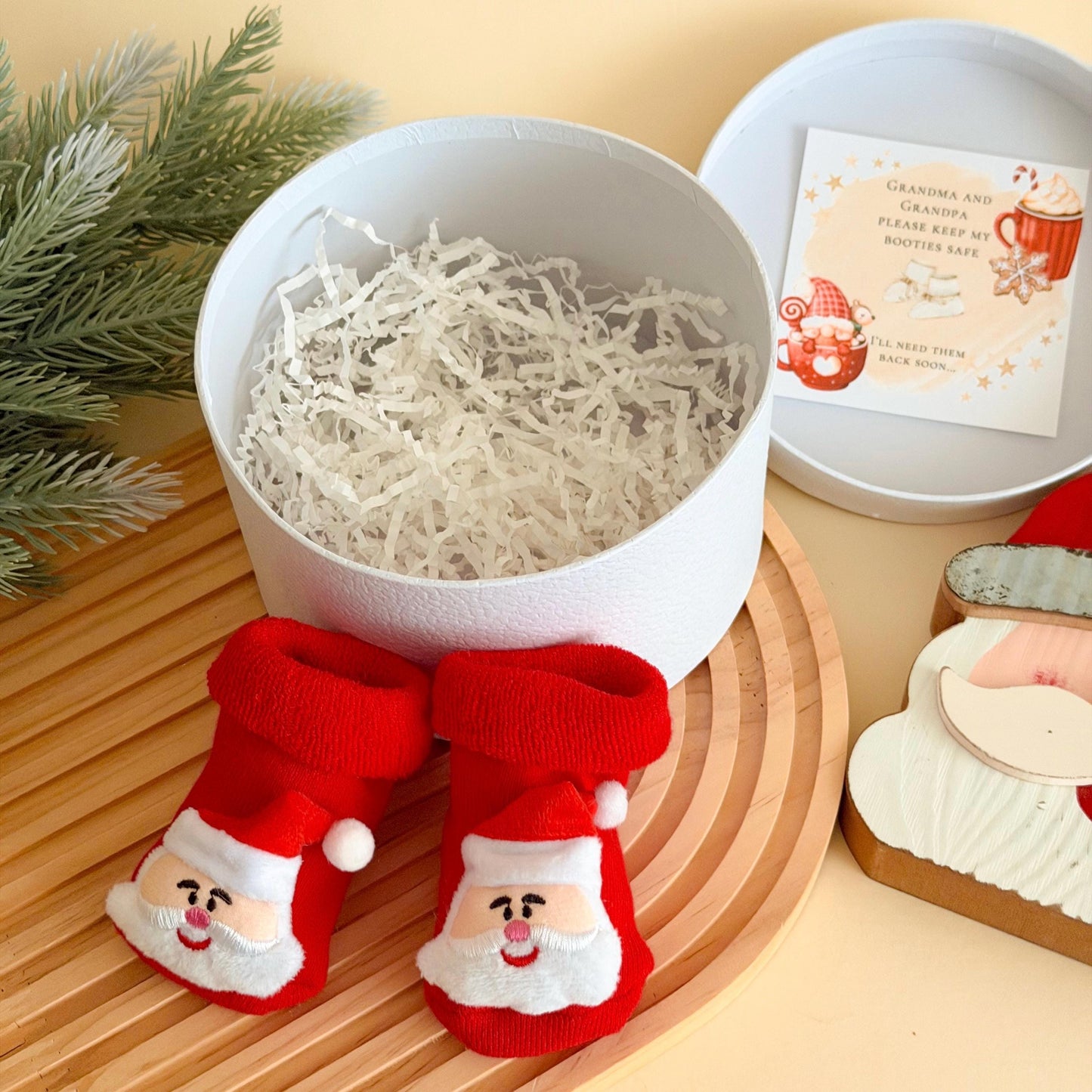 Christmas Grandparents Pregnancy Announcement Box - Santa Baby - Keepsake Surprise for Grandma & Grandpa, Baby reveal Idea