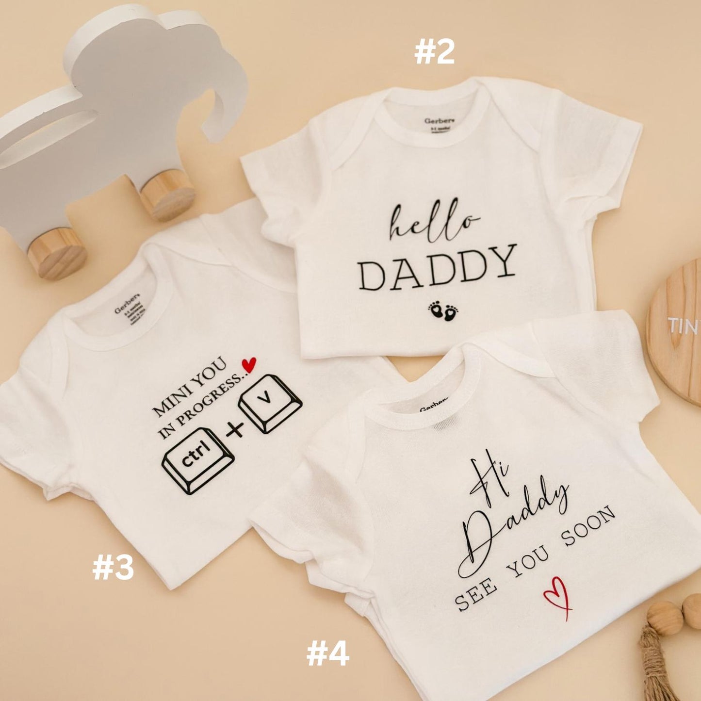 Pregnancy Announcement Gift Box for Dad: 'One more to adore' Bodysuit, “Hi Daddy”