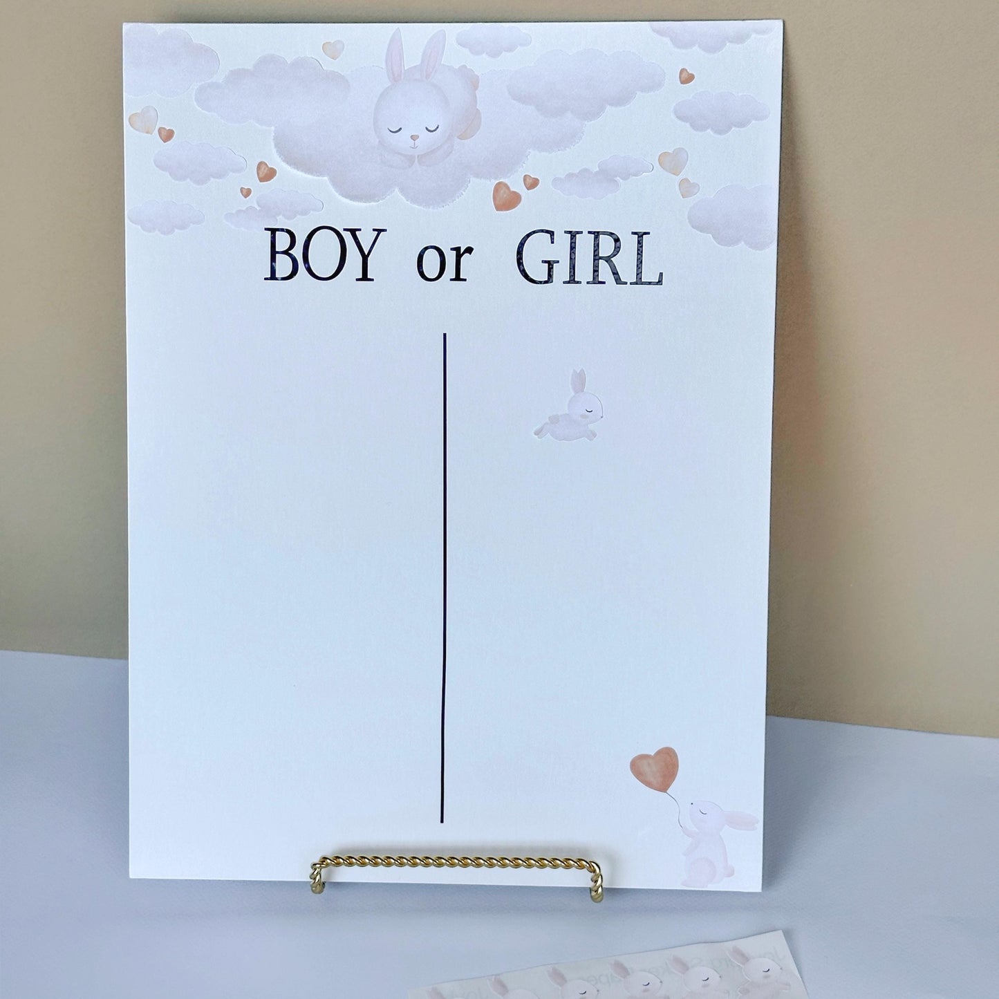 Bunny Gender Reveal Voting Board: Baby Shower Prediction Game, Baby party game, Gender reveal activities for guests, Boy or Girl cards