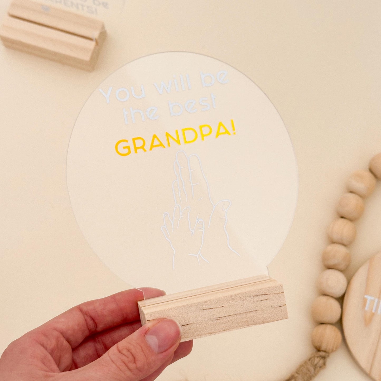 Pregnancy Announcement Gift: Acrylic Sign, Bear Socks, Grandparent Surprise