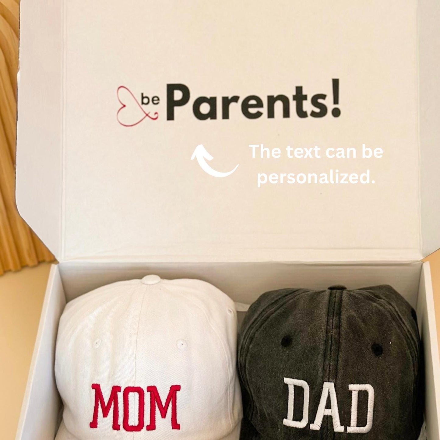 Pregnancy Announcement Hats – Mom & Dad Embroidered Caps Set